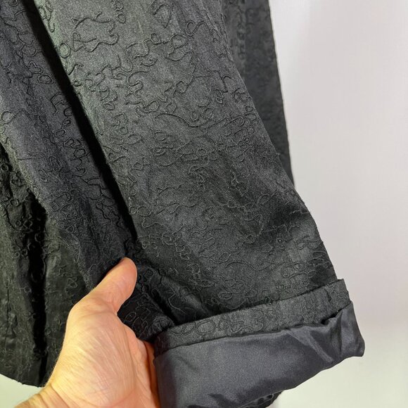 Eileen Fisher Woman Plus Size 3X Black Open-Front Jacket Silk Textured Design - Picture 8 of 12